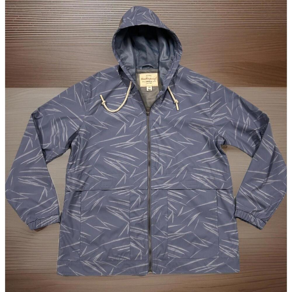 Weatherproof Vintage Women's Rain Jacket Slicker Riverside Blue Pattern Size L